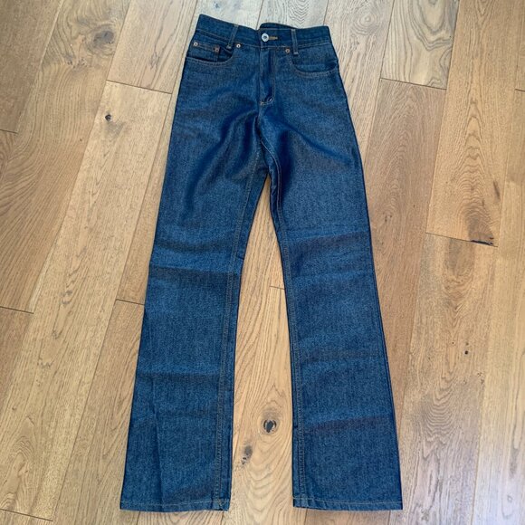 Women's Vintage Y2K David Bitton Buffalo Jeans Shiny Denim Blue Bootcut Size 25 - Picture 1 of 14